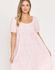 Empire Waist Floral Puff Sleeve Dress