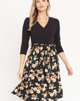 Surplice Floral Sash Midi Dress