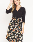 Surplice Floral Sash Midi Dress