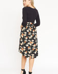 Surplice Floral Sash Midi Dress