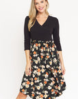 Surplice Floral Sash Midi Dress