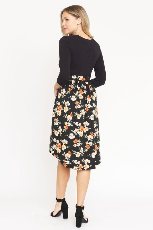 PLUS Surplice Floral Sash Midi Dress