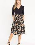 Surplice Floral Sash Midi Dress