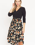 Surplice Floral Sash Midi Dress