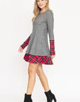 Terry Plaid Layered Fit And Flare Dress