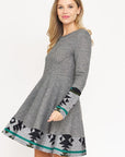 Terry Plaid Layered Fit And Flare Dress