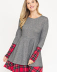 Terry Plaid Layered Fit And Flare Dress