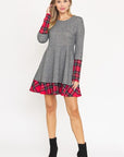 Terry Plaid Layered Fit And Flare Dress