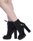 Peepque Peep Toe Lace-Up Booties