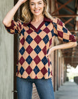 Collared Argyle Top