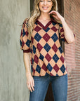 Collared Argyle Top