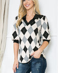 Collared Argyle Top