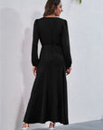 Women's V Neck Long Sleeve Maxi Dress