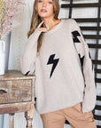 Jade By Jane Bolt Long Sleeve Crew Neck Sweater