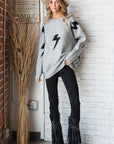 Jade By Jane Bolt Long Sleeve Crew Neck Sweater