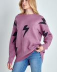 Jade By Jane Bolt Long Sleeve Crew Neck Sweater