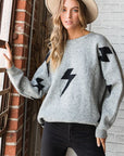 Jade By Jane Bolt Long Sleeve Crew Neck Sweater