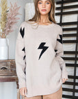 Jade By Jane Bolt Long Sleeve Crew Neck Sweater