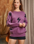 Jade By Jane Bolt Long Sleeve Crew Neck Sweater