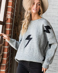 Jade By Jane Bolt Long Sleeve Crew Neck Sweater