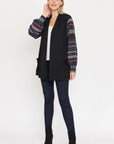 Bishop Sleeve Open Cardigan With Pockets