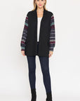 Bishop Sleeve Open Cardigan With Pockets