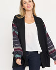 Bishop Sleeve Open Cardigan With Pockets