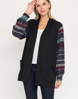 Bishop Sleeve Open Cardigan With Pockets