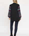 PLUS Bishop Sleeve Open Cardigan With Pockets