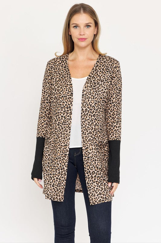 Leopard Print Open Cardigan