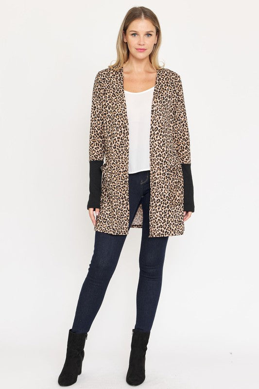 Leopard Print Open Cardigan