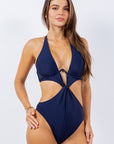 One Piece Bathing Suit Open Top with Cut Out Waist