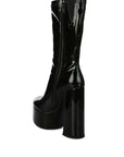 VINKELE Patent PU Platform Heeled Calf Boots