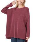 Zenana Melange Jacquard Round Neck Top - Online Only