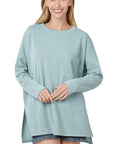 Zenana Melange Jacquard Round Neck Top - My Pampered Life Seattle