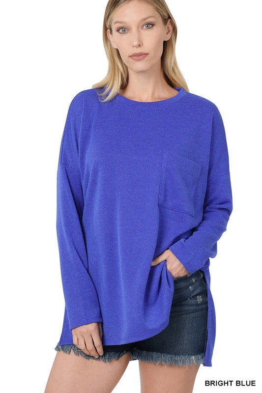 Zenana Melange Jacquard Round Neck Top - Online Only