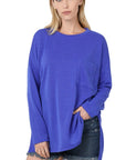 Zenana Melange Jacquard Round Neck Top - Online Only