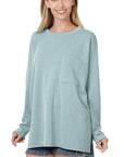 Zenana Melange Jacquard Round Neck Top - Online Only