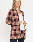 Plaid Contrast Elbow Patch Cardigan