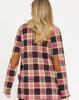 PLUS Plaid Contrast Elbow Patch Cardigan