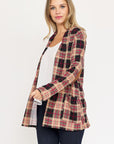 Plaid Contrast Elbow Patch Cardigan