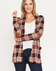 PLUS Plaid Contrast Elbow Patch Cardigan