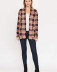 Plaid Contrast Elbow Patch Cardigan