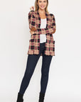 Plaid Contrast Elbow Patch Cardigan