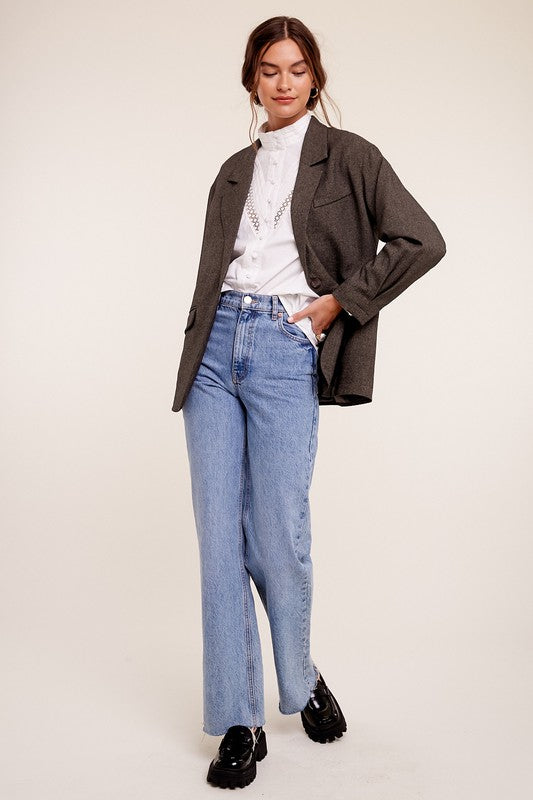 Listicle Oversized Solid Blazer - Online Only