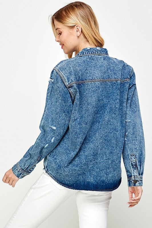Blue Age Women's Distressed Denim Shirts
