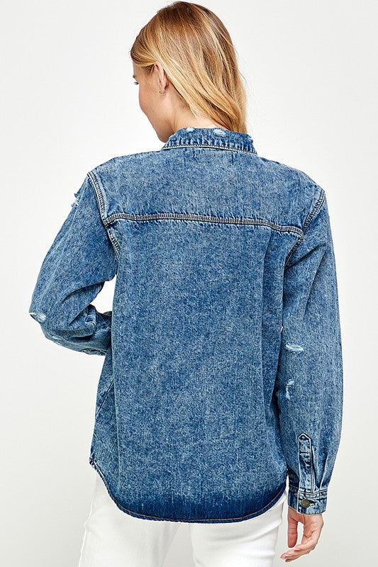 Blue Age Women's Distressed Denim Shirts