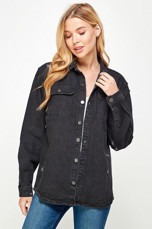 Blue Age Women's Distressed Denim Shirts