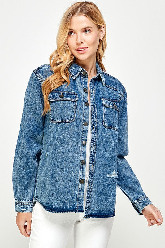 Blue Age Women's Distressed Denim Shirts