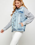 Blue Age Women's Denim  Jacket with Fleece Hoodie